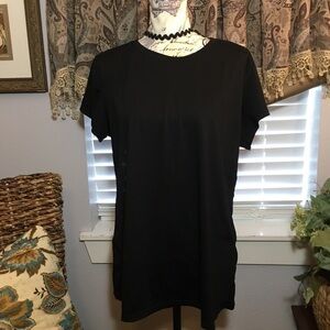 FAVOLOOK simple black angle wings short sleeve top